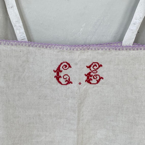 CE Monogram Vintage Linen Slip Purple Trimmed Fre… - image 10