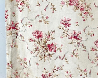 French fabric antique Vintage Floral faded to perfection basket + ribbon material The Textile TrunkUnique window treatment
