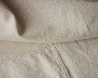 Organic linen cotton fabric heavy weight pieced French sheet 1880's