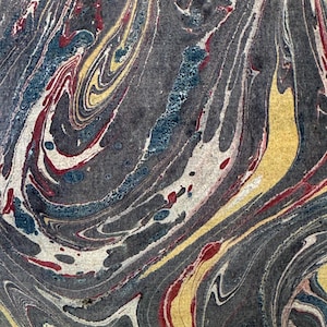 9.5 x 7.25 Antique French Marbled Paper ~ Hand-Marbled Unique Art Paper c1800s ~ Collectible Antique Paper for Framing  Display marbleized