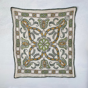 31 X 28 hand embroidered embroidery  antique French tablecloth eco-friendly