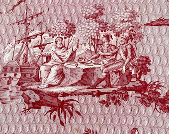 35x27 Historical fabric Antique toile de Rouen bed Hartmann eco-friendly