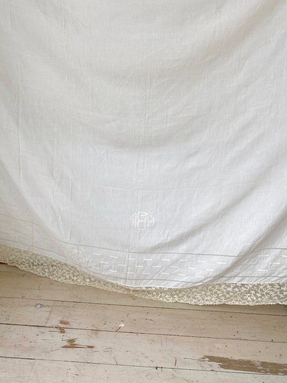 軽量ベッドカバー フランスアンティーク 1910-1920 レース「HBR
