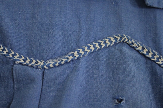 Girl's Dress Tunic French 1940's small blue cotton