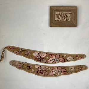 Antique French curtain drape tie back tiebacks 19th century French textilesUnique window treatment eco-friendly