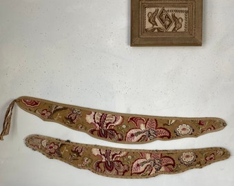 Antique French curtain drape tie back tiebacks 19th century French textilesUnique window treatment