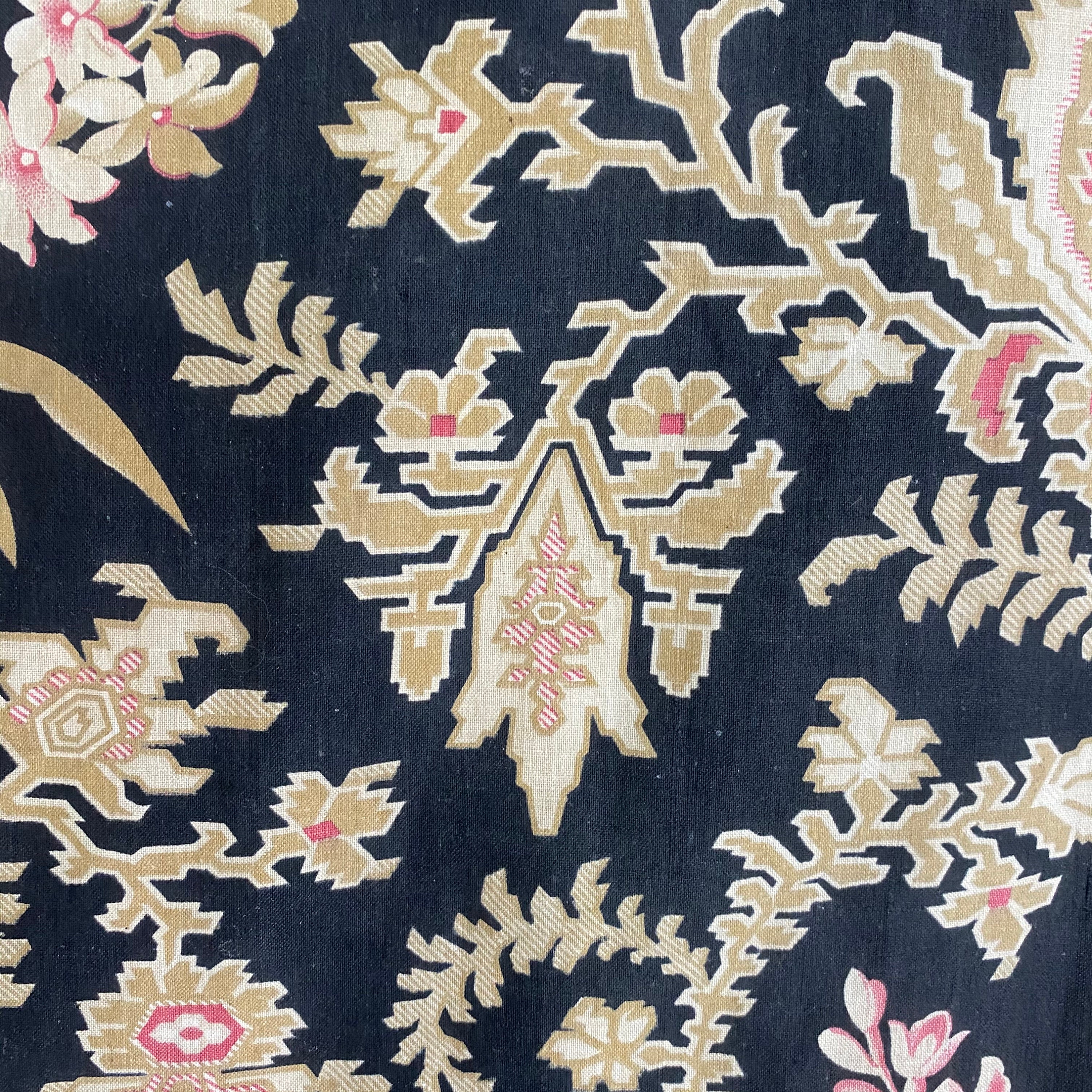 フランスアンティーク生地 フランスのアンティーク生地 1880年代 刺繍風プリントコットン