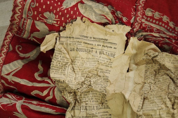 フランスのトワルカーテンアンティークレッドトワル1870 1800年代