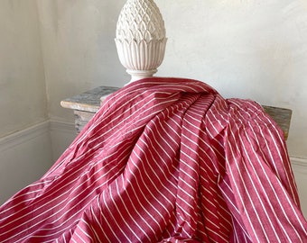 Distressed Antique French Fabric Ticking Striped Material salmon dusty pink 1900 linen and cotton eco-friendly