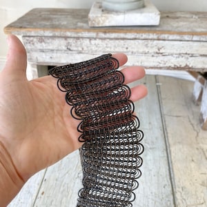 Pasamanería francesa antigua, tela victoriana marrón y negra, para proyectos de costura, encaje ecológico