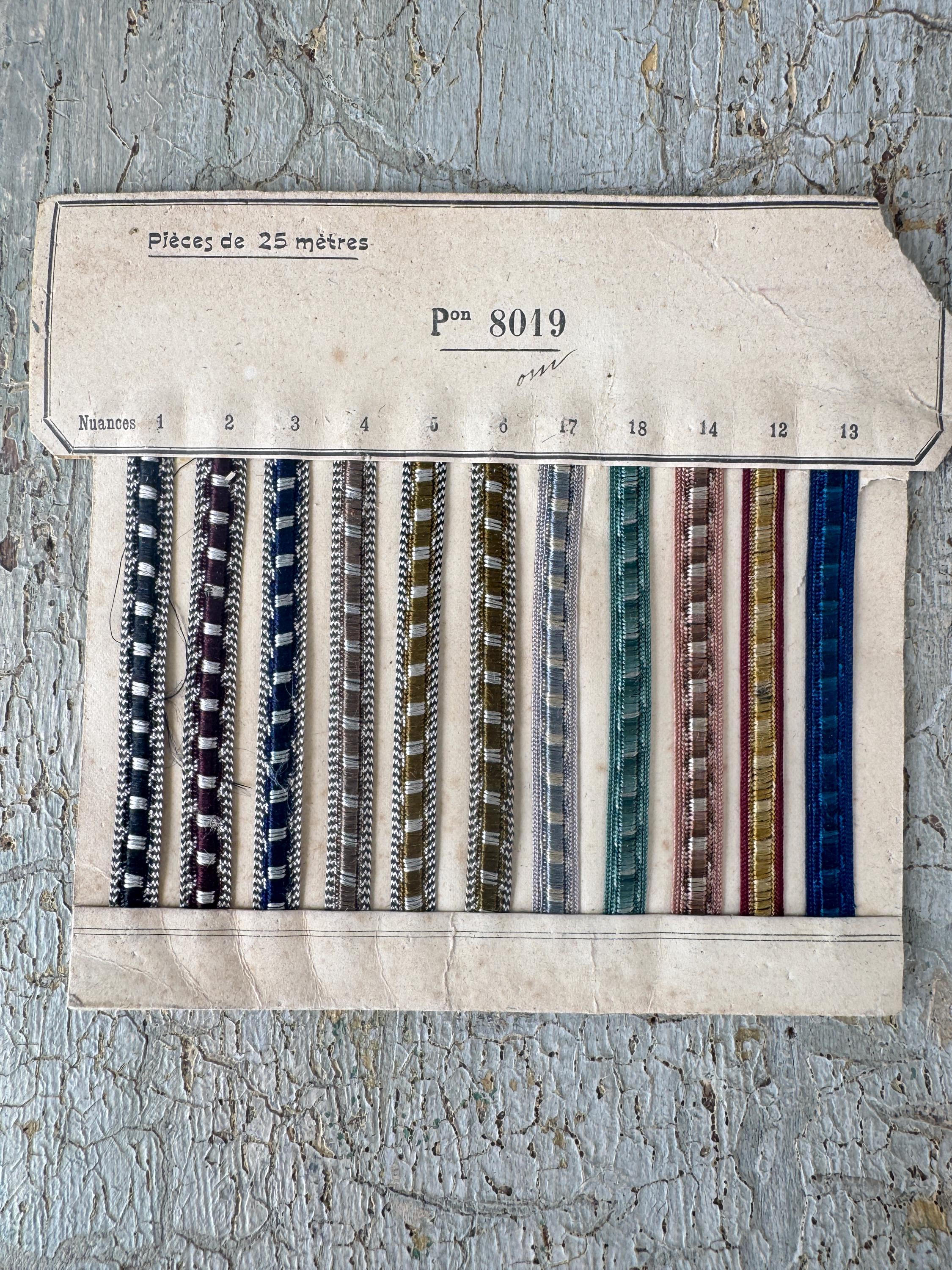 Sample Watch Ribbon Antique Ribbons French Sample Swatch Cards Passementerie Trim Black ...