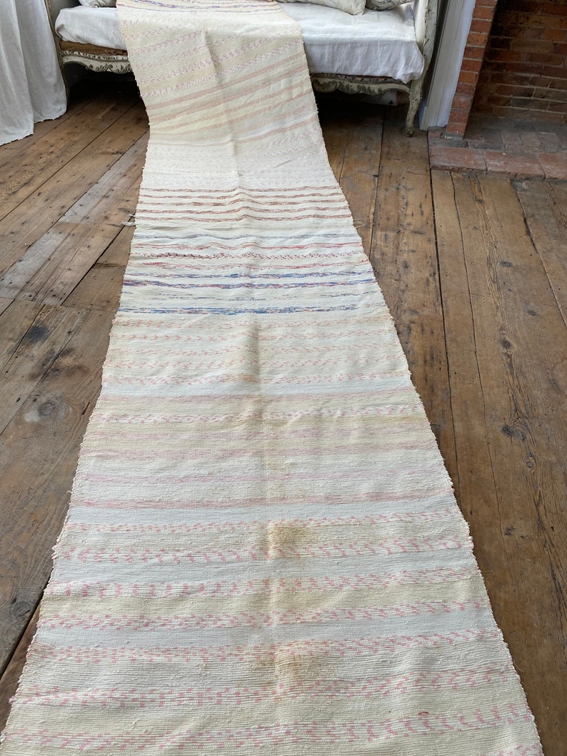 Vintage Rag Rug Stair Runner Hand Woven Hallway Carpet 36 Etsy