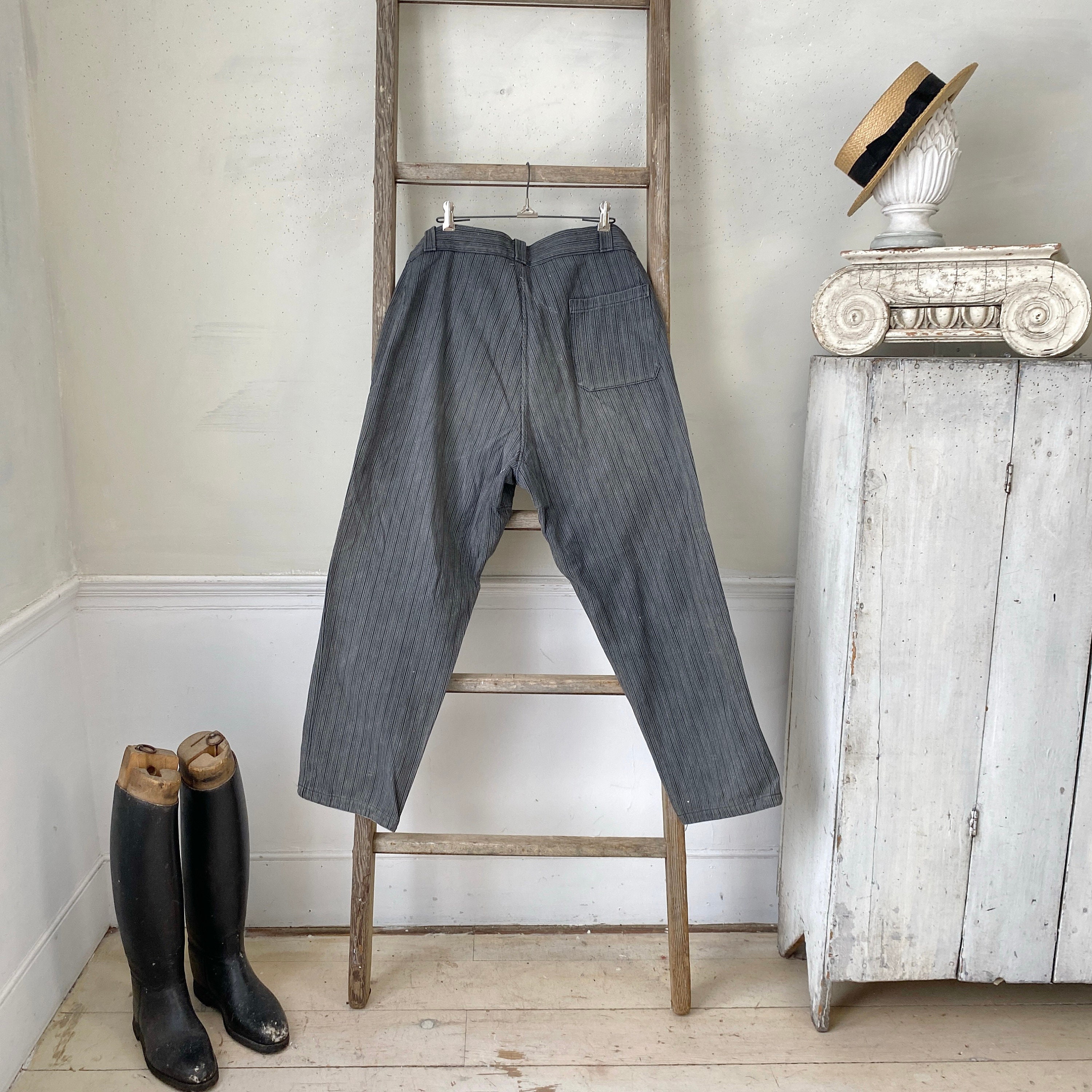 1950s Antique Pinstripe Work Pants 36 Inch Waist Vintage