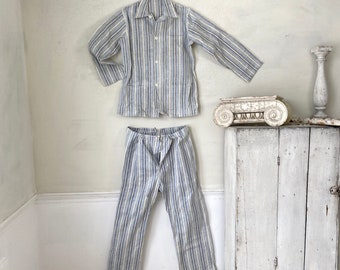 Conjunto de pijama vintage francés de franela suave para mujer, talla mediana, de algodón cepillado, estilo bohemio, steampunk y ecológico.