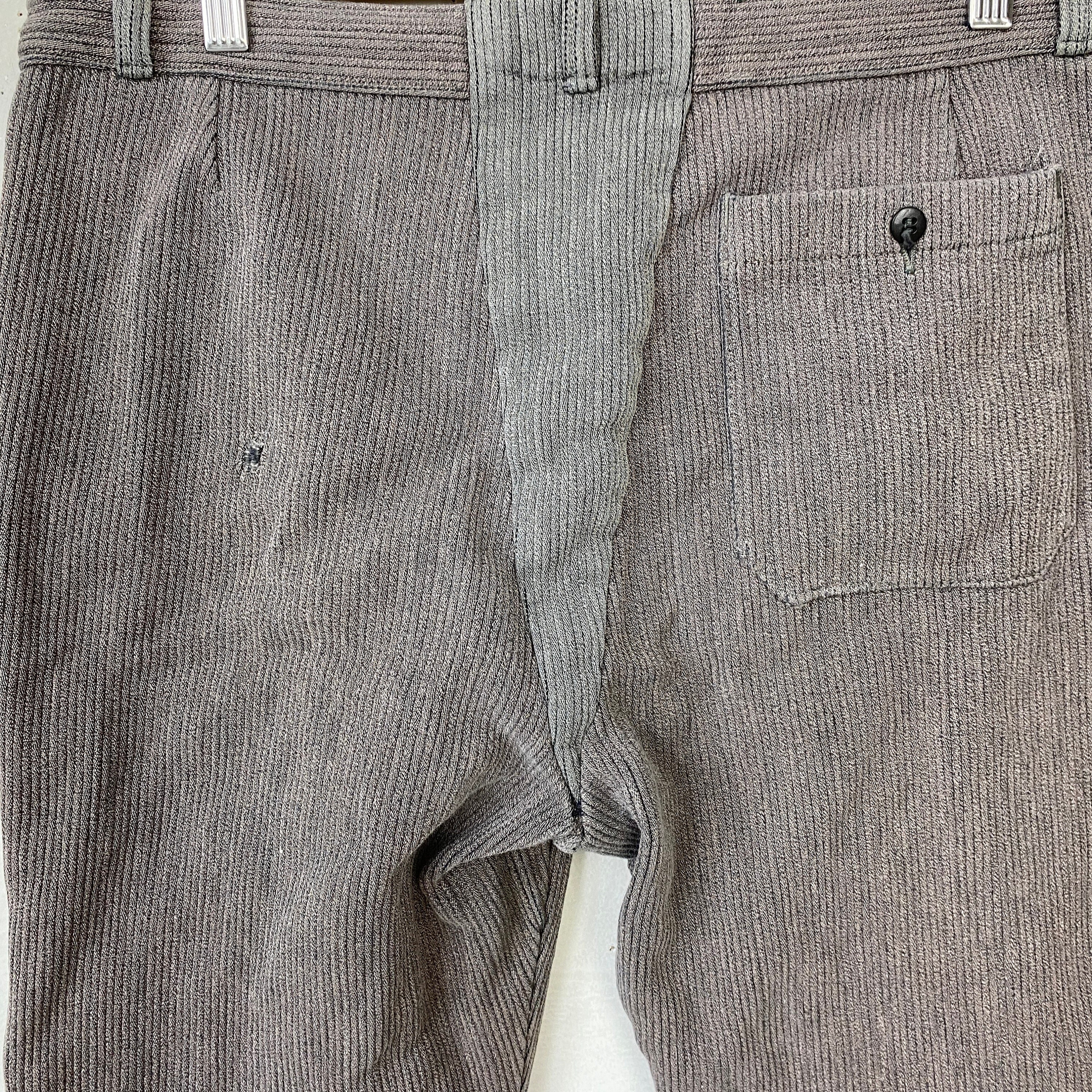 32 inch taille Vintage werkbroek Franse workwear broek zout en peper gestreept 1920s Kleding Gender-neutrale kleding volwassenen Broeken 