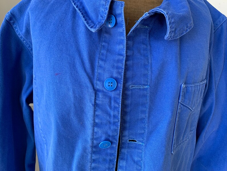 Vintage French Prussian Blue Jacket Farmer's Work Clothing Faded workwear Coat image 3