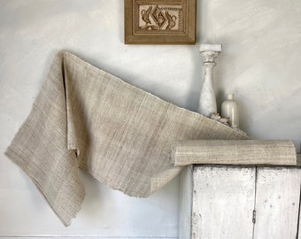 Fustian Rustic Primitive nubby hand woven homespun fabric material hemp + cotton eco-friendly