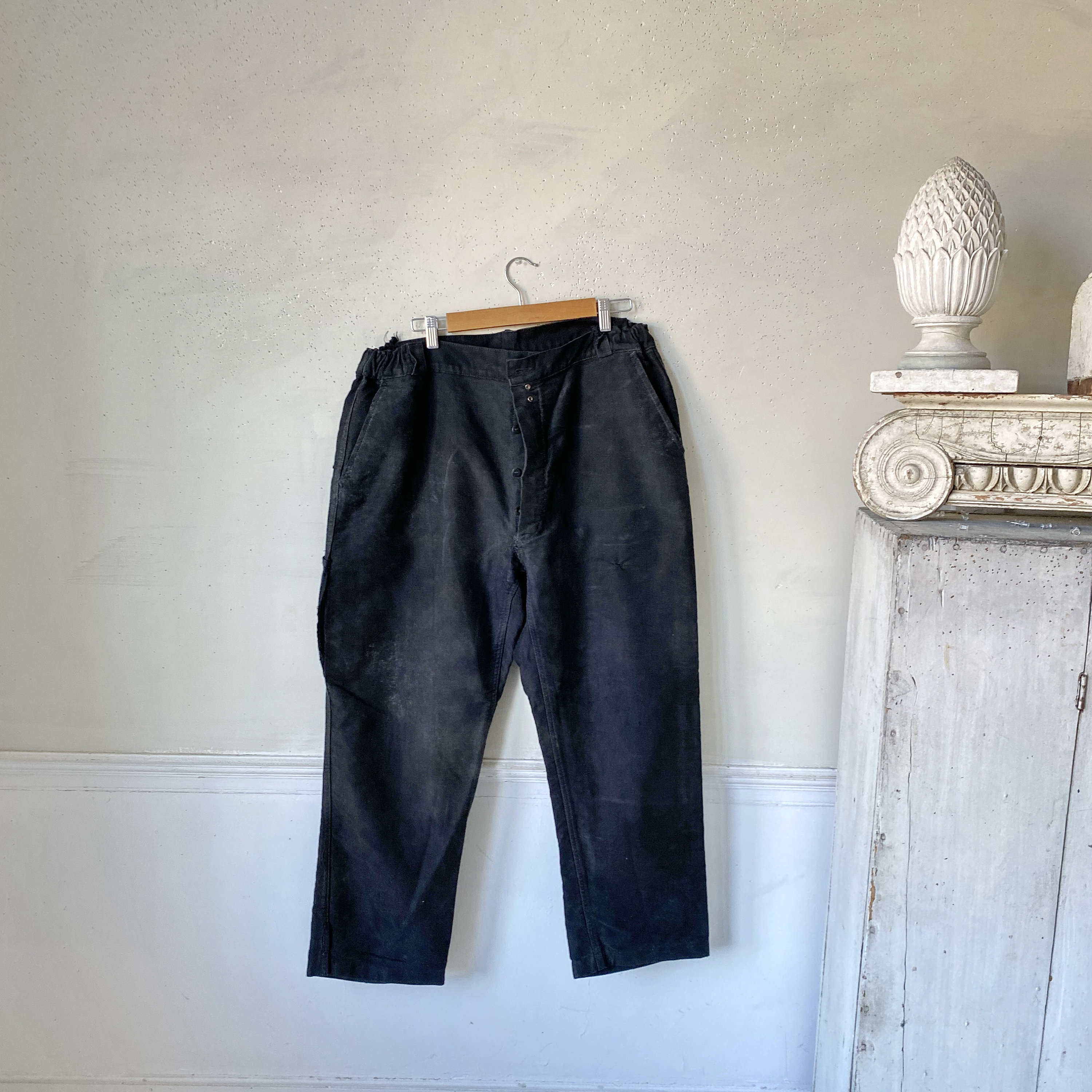 パンツ 50s euro vintage black moleskin pants New French 1950s Buckle Back Black Moleskin Work Pants