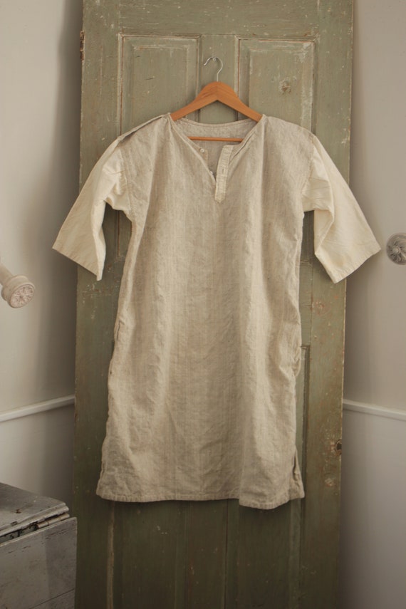 French linen and white cotton hemp night shirt ch… - image 5