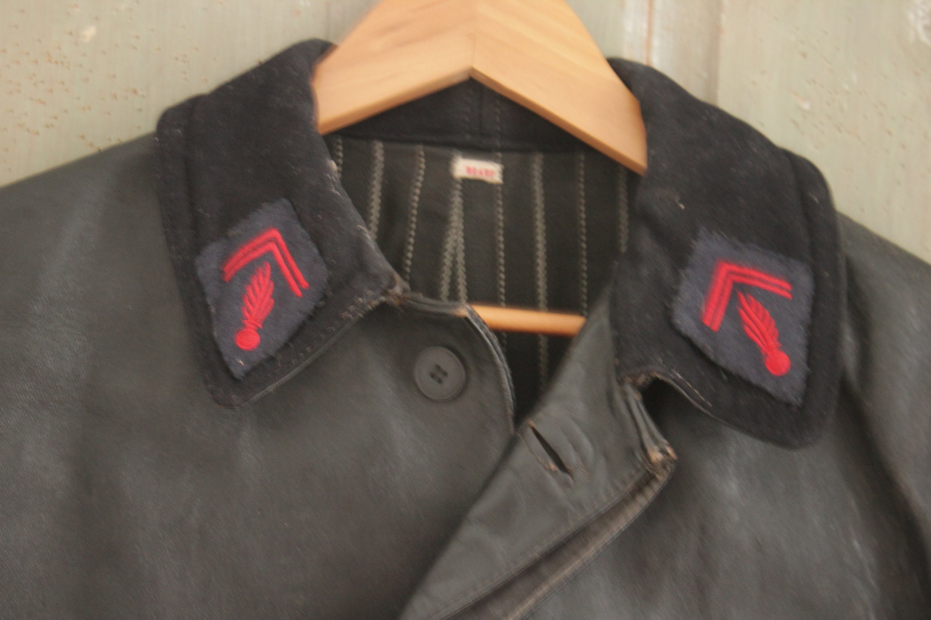 Black Leather Jacket Coat Work Chore Wear Vintage French