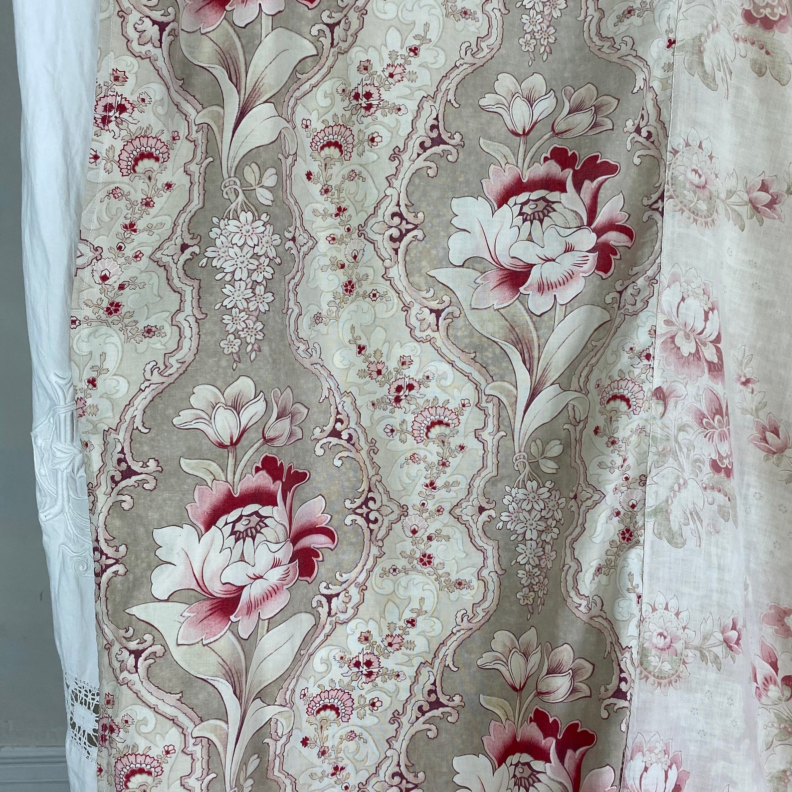 STUNNING TWO patterns Art Nouveau Faded Floral fabric ...