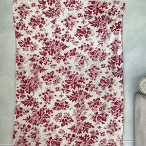 1860  Faded Floral fabric antique French design c1890 printed cotton large pink flowers yellow ground eco-friendly