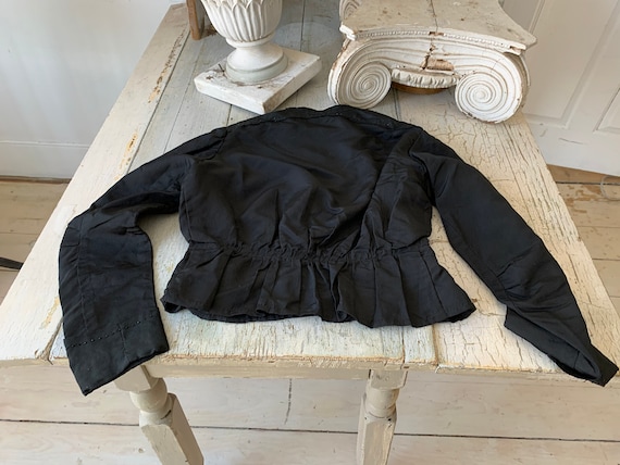 Victorian French Shirt Black Silk Blouse or Antiq… - image 10