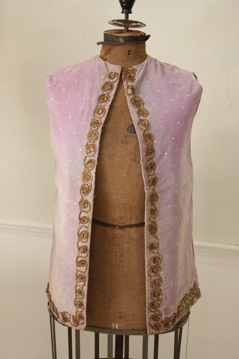 Vintage Vest French Theatrical Costume Purple Velvet & Plaid image 2