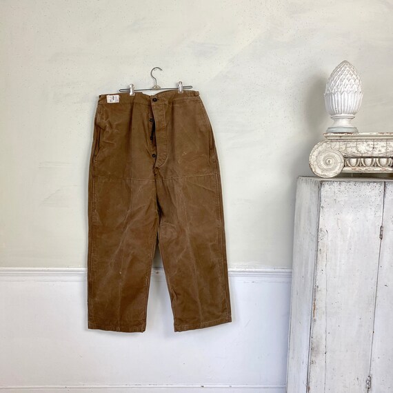 38 inch waist French Workwear Pants Vintage Brown… - image 5