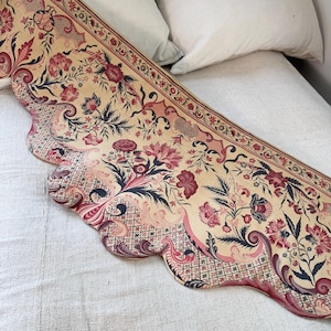 12.5 FEET French valance Palampore inspired 4 poster bed 1930&#39;s textiles wall art hanging printed farmhouse cottage vintage home decor