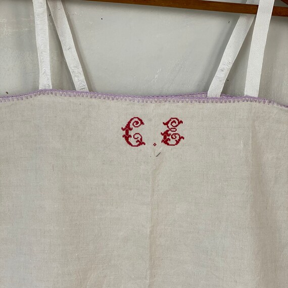 CE Monogram Vintage Linen Slip Purple Trimmed Fre… - image 4