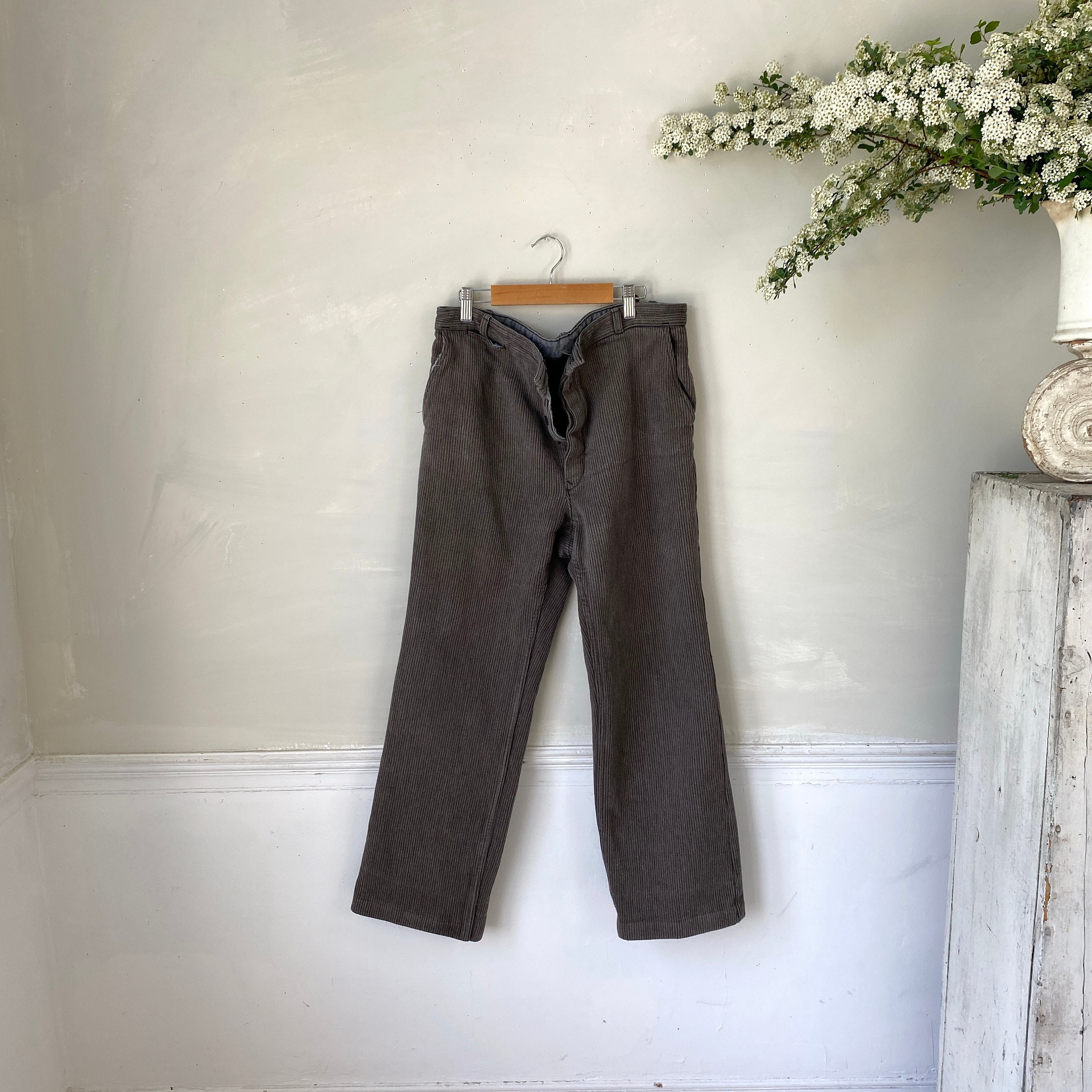 1940s Ribbed Work Pants 36 Inch Waist Vintage French 1940s Ribbed Work Pants 36 Inch Waist Vintage French