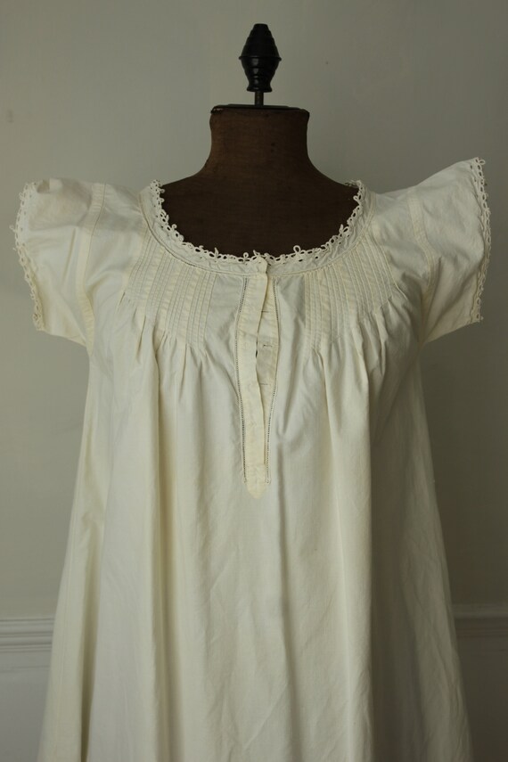 White French cotton night shirt nightgown c1900 s… - image 5