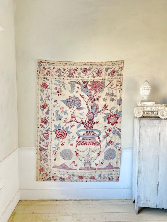 Traditional Indian Textile 廃盤 Coromandel Palampore Indian Chintz 18th Century Painted