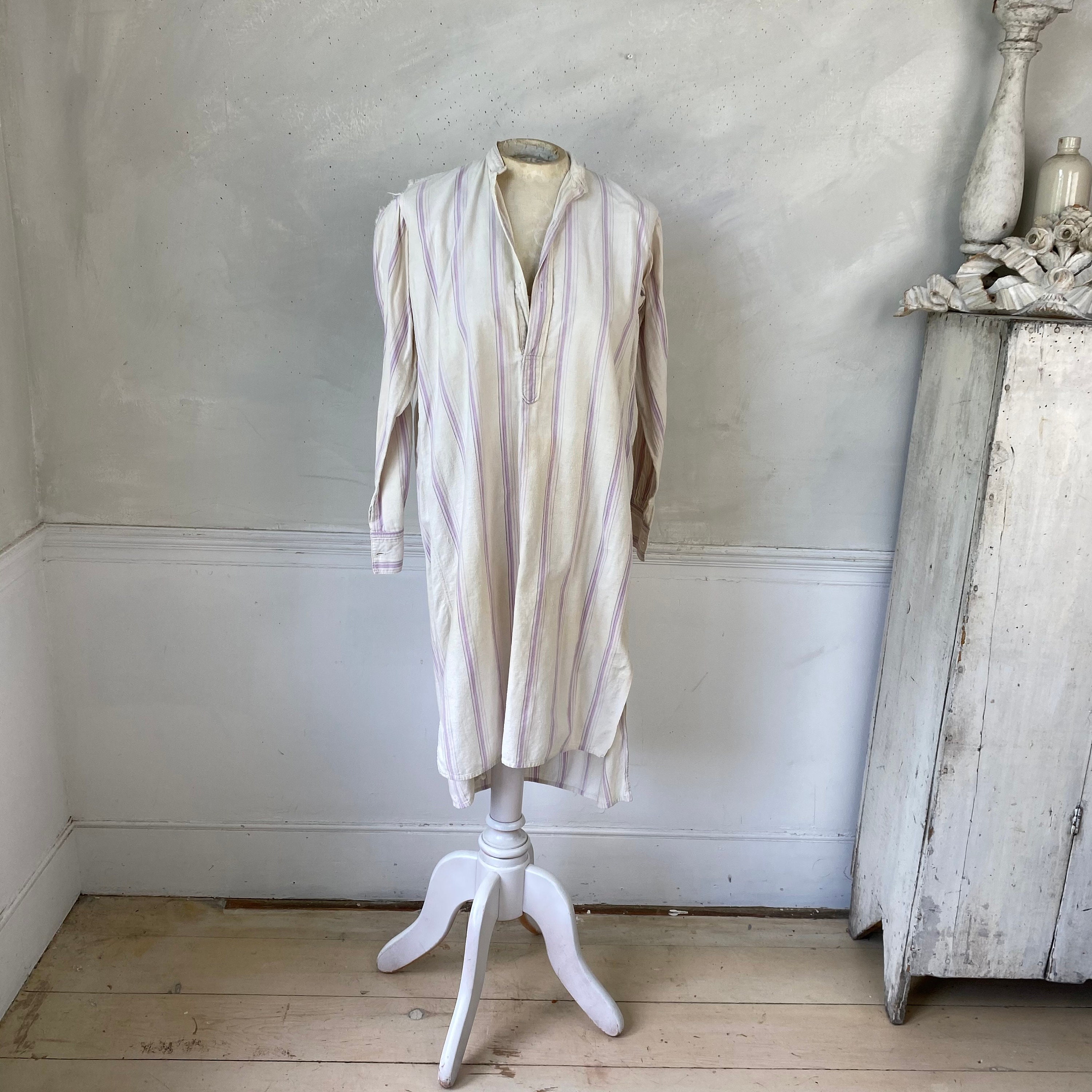 Men's Striped Pajama Shirt Late 1800s Early 1900s Striped Etsy