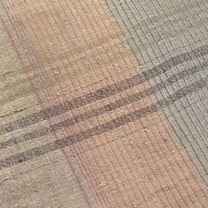 SOFT  R monogram stripes Vintage Grain sack Farmhouse rustic unique handmade antique hand woven linen French country Cottage grainsack VTG
