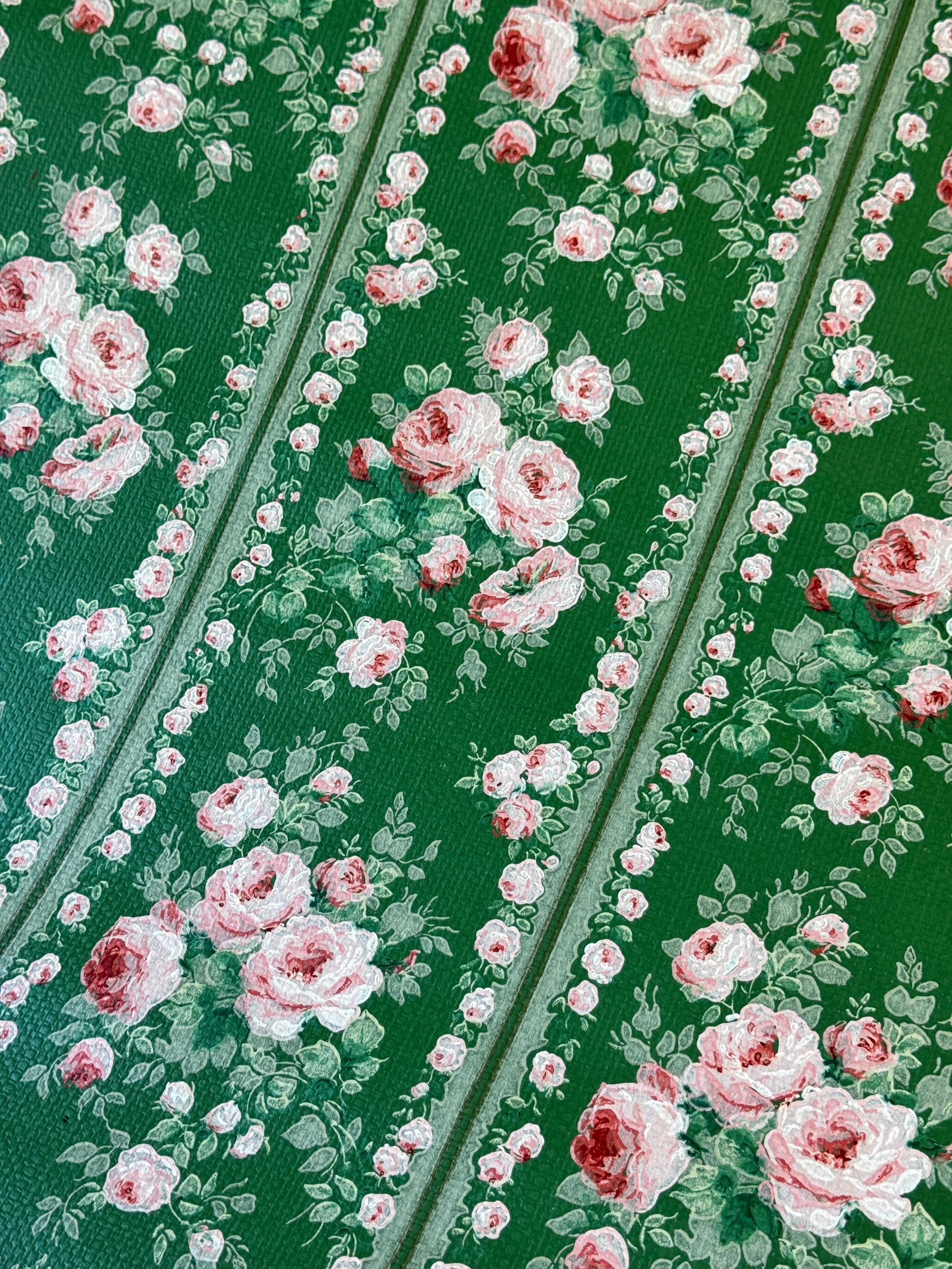 Victorian floral wallpaper cabbage roses - Etsy 日本