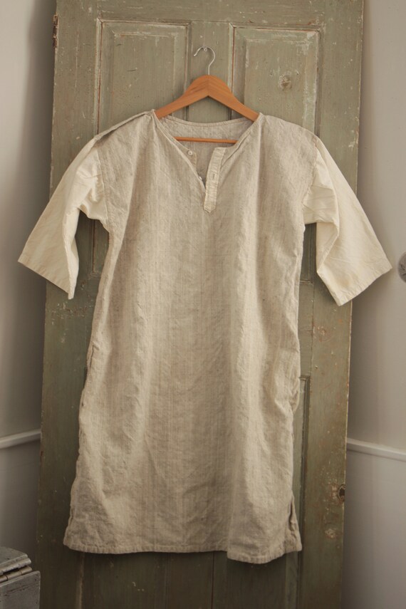 French linen and white cotton hemp night shirt ch… - image 6