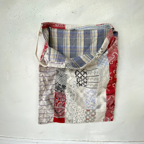 Patchwork Drawstring Bag Super Sweet  Bag Laundry… - image 1