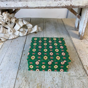Vintage French fabric box decorative item country  cottage cottagechic decor Provence boho shabby decor eco-friendly