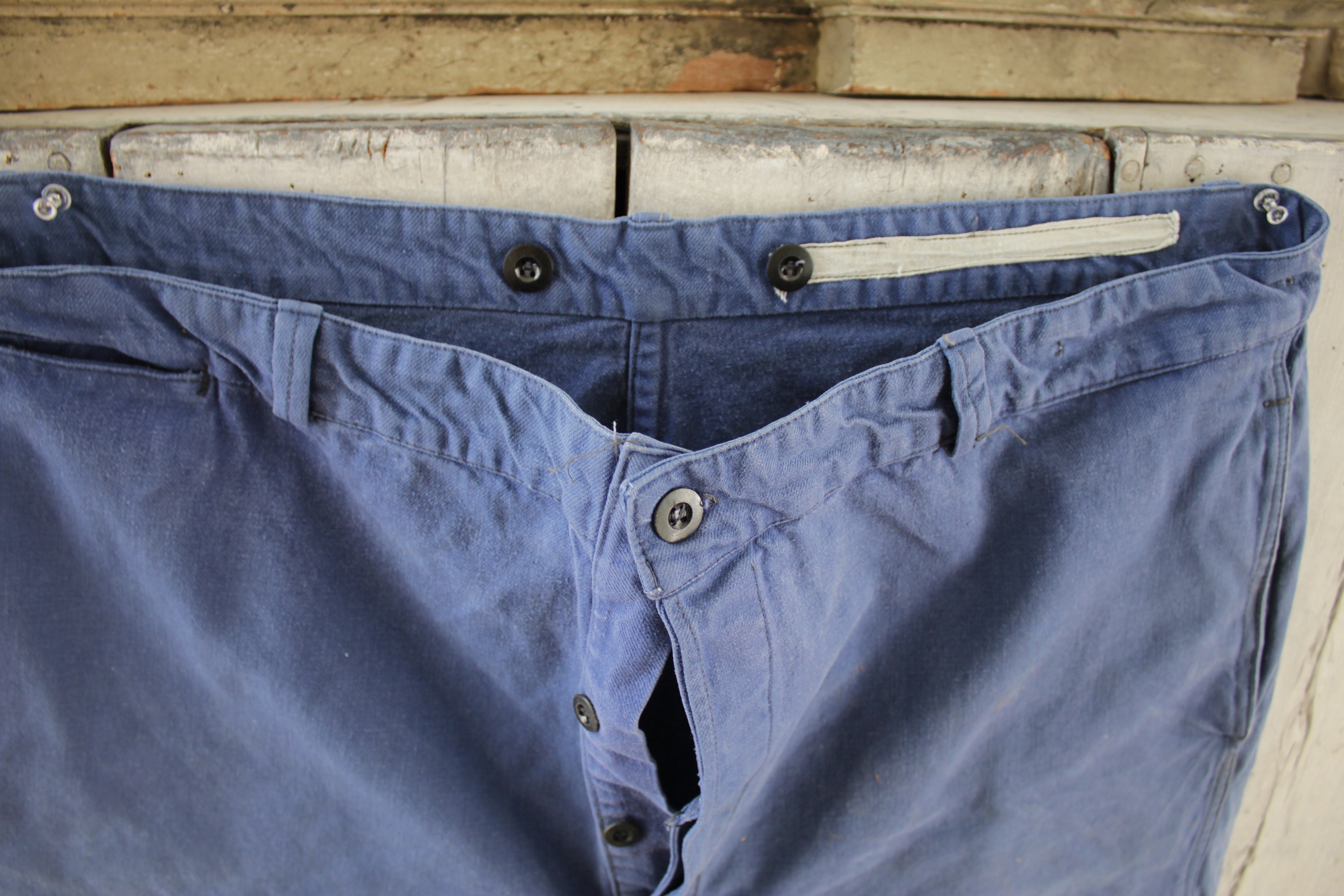 French Work Wear Large Pants Workwear Dark Blue Denim Jeans - Etsy