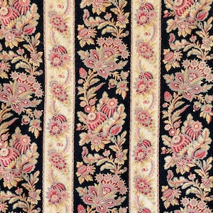 1890 Antique French Cretonne Panel Black Red Gray and Gold Large Curtain French Floral Fabric Farmhouse Chic The Textile Trunk eco-friendly