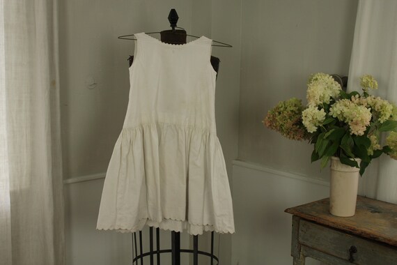 Girl's White Dress Vintage French linen and cotton