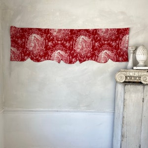 Antique 19th century valance Romantic Valentines fabric material Red ground The Textile Trunk France eco-friendly