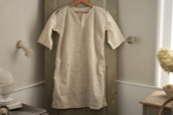 French linen and white cotton hemp night shirt ch… - image 4