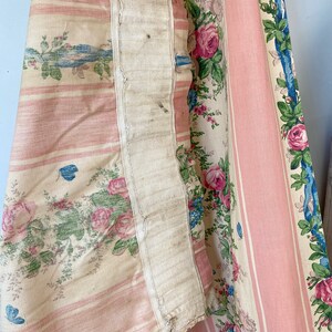 Vintage Curtain Pink Roses Stripe 1940s-50s Country Cottage - Etsy