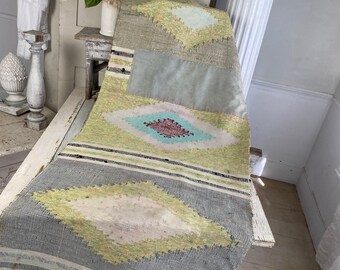 Vintage European Rag Rug stair runner hallway carpet rug area rug hand-woven from Europe 1940's