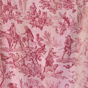 Antique French Pink Toile De Jouy Fabric Quilting Pillow Material C1920 ...