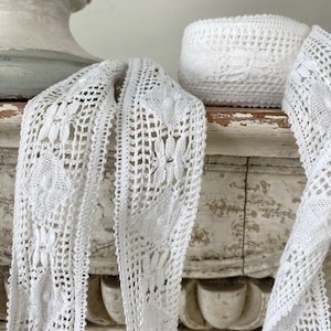 6.5 YARDS WHITE bobbinlace trim French   antique handmade trim passementerie eco-friendly