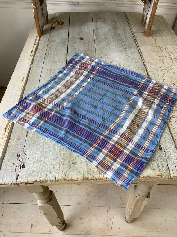 Bandana neckerchief Antique French Plaid  blue  Go